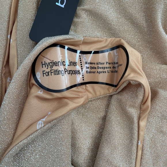 HOST PICK ⭐️ BEBE NWT Gold Metallic Cut-Out One Piece Swimsuit, Size XL - Picture 9 of 9